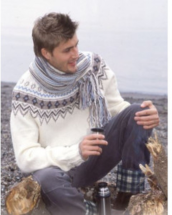 Prince of Snow by DROPS Design - Sweater och Halsduk Stick-mnster str - Large