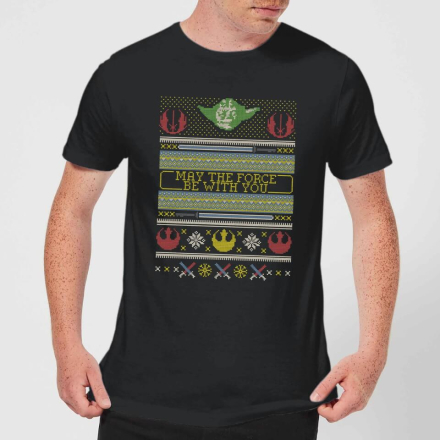 Star Wars May The Force Be With You Pattern Mens T-Shirt - Schwarz - M