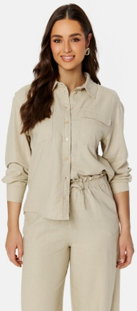 ONLY Caro L/S Oversized Linen Blend Shirt Oxford Tan XS