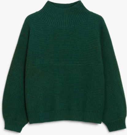 Vertical knit turtleneck sweater - Green