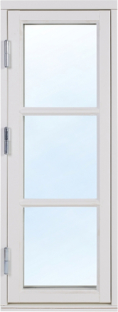 Kulturfönster 1:luft - Trä - Målat 5x5 Högerhängd Frostat glas Svart Spaltventil vit