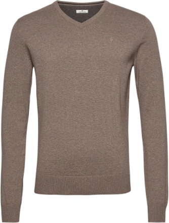 Basic V Neck Sweater Strikkegenser V-krage Brun Tom Tailor*Betinget Tilbud