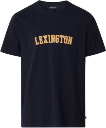 Mac Casual Print Tee T-shirts Short-sleeved Blå Lexington Clothing*Betinget Tilbud