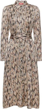 Patterned Satin Dress Dresses Shirt Dresses Svart Esprit Collection*Betinget Tilbud