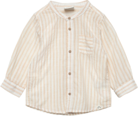 Shirt Woven Cotton Tops Shirts Long-sleeved Shirts Beige Lindex