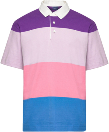Retro Block Stripe Ss Rugger Tops Polos Short-sleeved Purple GANT