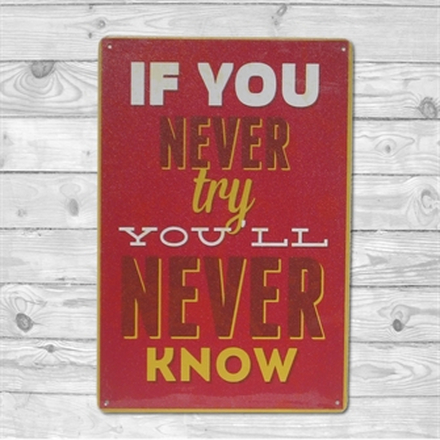 Emaljeskilt If you never try You'll never know
