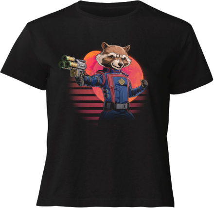 Guardians of the Galaxy Retro Rocket Raccoon Women's Cropped T-Shirt - Black - L