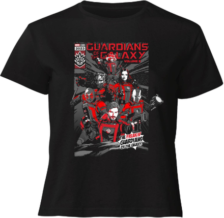 Guardians of the Galaxy The Freakin' Comic Book Cover Women's Cropped T-Shirt - Black - S