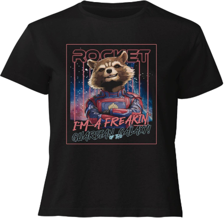 Guardians of the Galaxy Glowing Rocket Raccoon Women's Cropped T-Shirt - Black - L