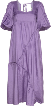 Heslagz Ss Long Dress Knælang Kjole Purple Gestuz