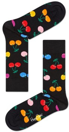 Happy socks Strømper Cherry Sock Sort mønstret Str 36/40