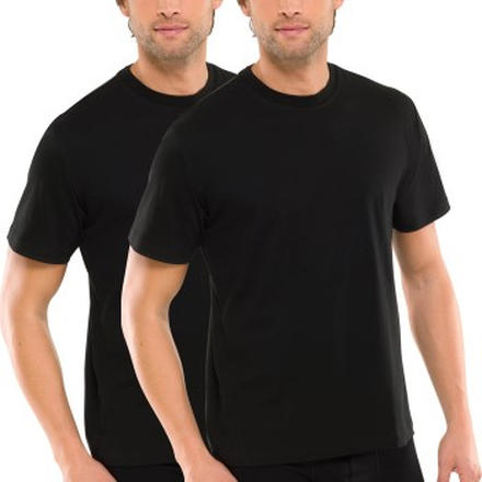Schiesser 2P Essentials American T-shirts Round Neck Sort bomuld Medium Herre