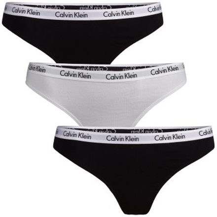 Calvin Klein Truser 3P Carousel Thongs Svart/Hvit bomull X-Small Dame