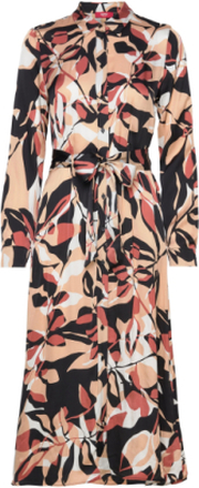 Patterned Satin Dress Dresses Shirt Dresses Beige Esprit Collection*Betinget Tilbud