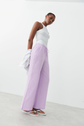 Gina Tricot - Disa gauze trousers - byxor - Purple - M - Female