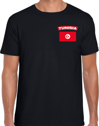 Tunisia t-shirt met vlag Tunesie zwart op borst voor heren
