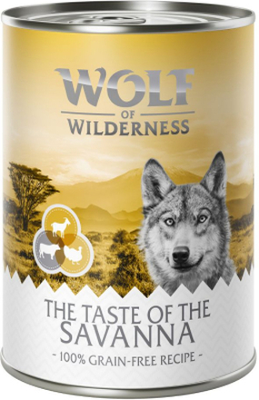 Wolf of Wilderness "The Taste Of" 6 x 400 g - The Savanna - Pute, Rind, ZIEGE