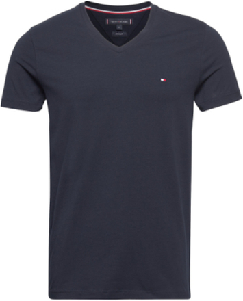 Core Stretch Slim V-Neck Tee T-shirts Short-sleeved Marineblå Tommy Hilfiger*Betinget Tilbud