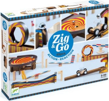 Zig & Go Wroom - 45 Pcs Toys Building Sets & Blocks Ball Tracks Multi/mønstret Djeco*Betinget Tilbud