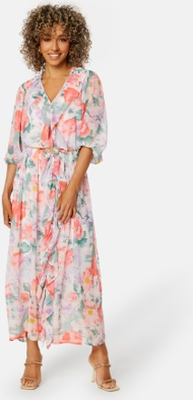 BUBBLEROOM Summer Luxe Frill Maxi Dress Pink / Floral S