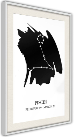 Plakat - Zodiac: Pisces I - 40 x 60 cm - Hvid ramme med passepartout