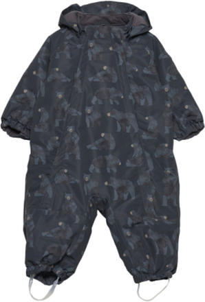 Coverall W. 2 Zip- Aop Outerwear Coveralls Snow-ski Coveralls & Sets Black Color Kids