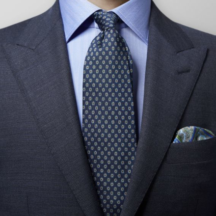 Eton Marinblå geometriskt mönstrad slips