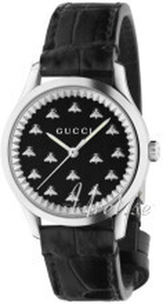 Gucci YA1265055 G-Timeless Svart/Läder Ø32 mm