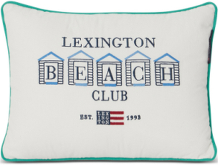 Beach Club Small Embroidered Organic Cotton Pillow Home Textiles Cushions & Blankets Cushion Covers White Lexington Home