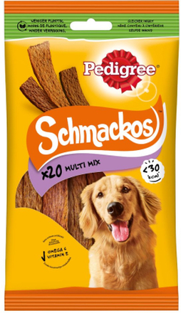 Pedigree Schmackos Hundesnacks - 3 x 144 g, 3 Sorten (3 x 20 Stück)