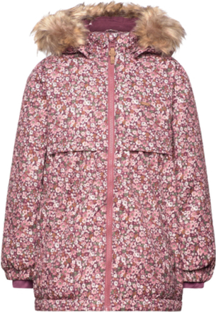 Snow Jacket Aop Outerwear Jackets & Coats Winter Jackets Pink Minymo