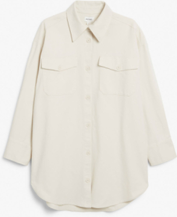 Oversized cotton shirt dress - Beige