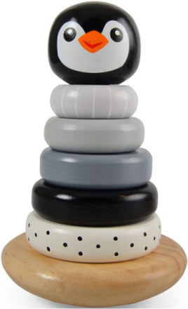 Penguin Stacking Tower, Black Toys Baby Toys Educational Toys Stackable Blocks Multi/mønstret Magni Toys*Betinget Tilbud