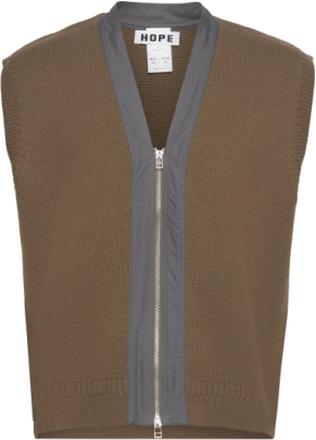 Merino Wool Sweater Vest Designers Knitwear Knitted Vests Khaki Green Hope