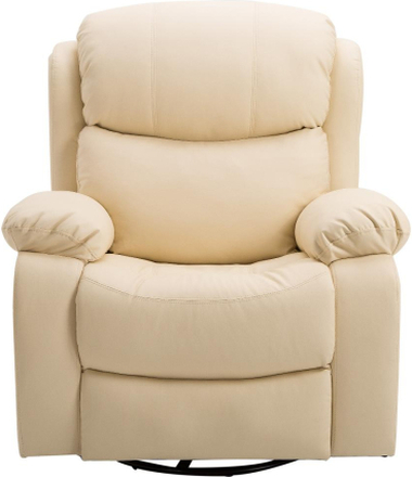 Poltrona sedia dondolo massaggiante e riscaldante in ecopelle beige
