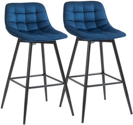 Set 2 sgabelli da bar sedie imbottite stile nordico velluto blu