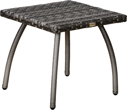 Tavolino in rattan sintetico per giardino esterno terrazzo impermeabile grigio