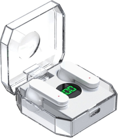 K30 Transparent Capsule Digital Display Touch Control Bluetooth Earphones(White)