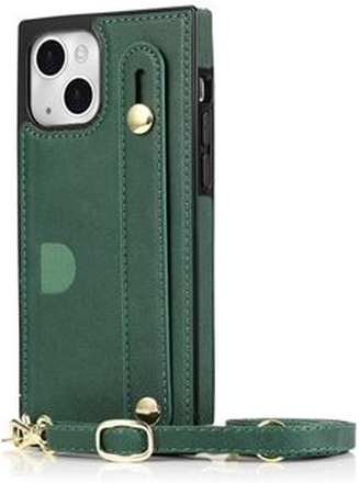 Kickstand Design PU lædercoated TPU Cover Card Slot Design Håndstrop-etui med lang snor til iPhone 1