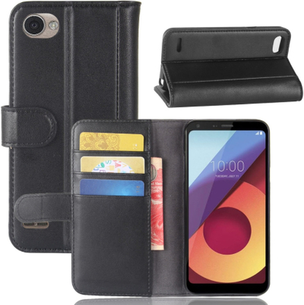 LG Q6 / Q6 Plus Case - Book Case Flip Stand - Echtleder - schwarz