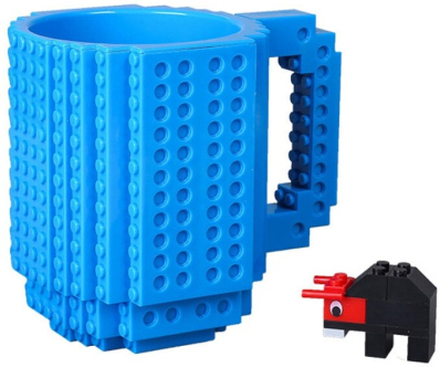 Building Blocks Design Creative Milk Mug Coffee Cup Build-on Brick Drinking Water Holder, Value:301-400ml(Blue)