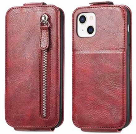 Outer Zipper Wallet Phone Cover for iPhone 13 mini , Vertical Flip Anti-scratch PU Leather Viewing S