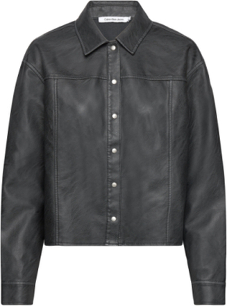 Faux Leather Relaxed Shirt Læderjakke Skindjakke Black Calvin Klein Jeans
