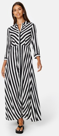 Y.A.S Savanna Long Shirt Dress Black Stripe:W WHITE XL