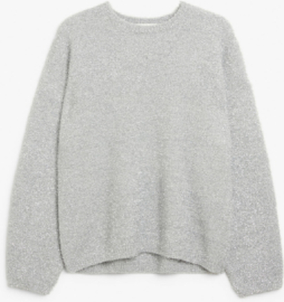 Loose fit knitted glitter sweater - Silver