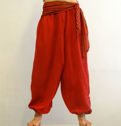 Aladdin broek / Harem broek oranje met sjaal - Nepal