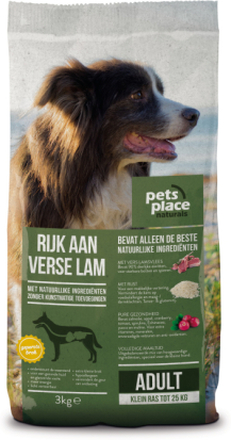 Pets Place Naturals Adult Small Breed Lam - Hondenvoer - 3 kg