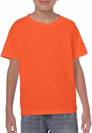 Set van 5x stuks oranje kinder t-shirts 150 grams 100% katoen, maat: 122-128 (S)