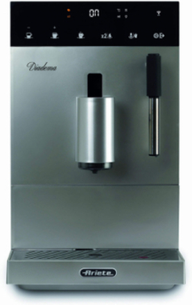 Ariete 1452 Diadema, Macchina da caffè automatica, 1350W, 19 bar di pressione, Per caffè, americano e acqua calda, Dispositivo Cappuccino, Display LED, Erogatore Regolabile, Silver